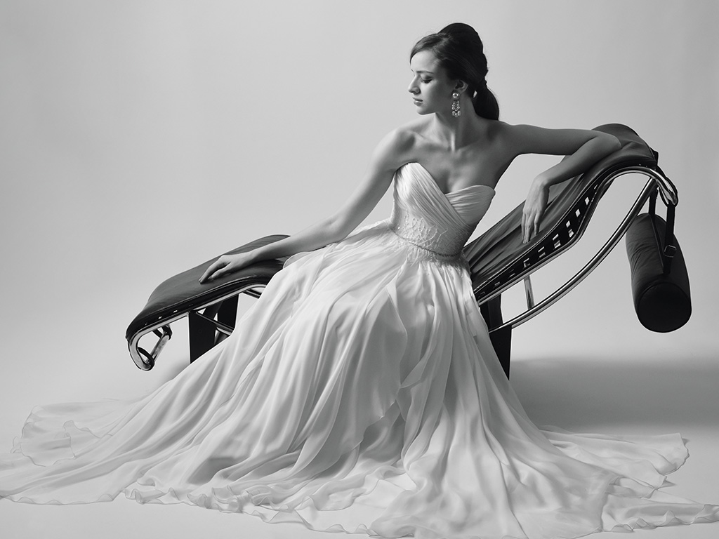 Sample wedding gowns at the Modern Trousseau Georgetown boutique