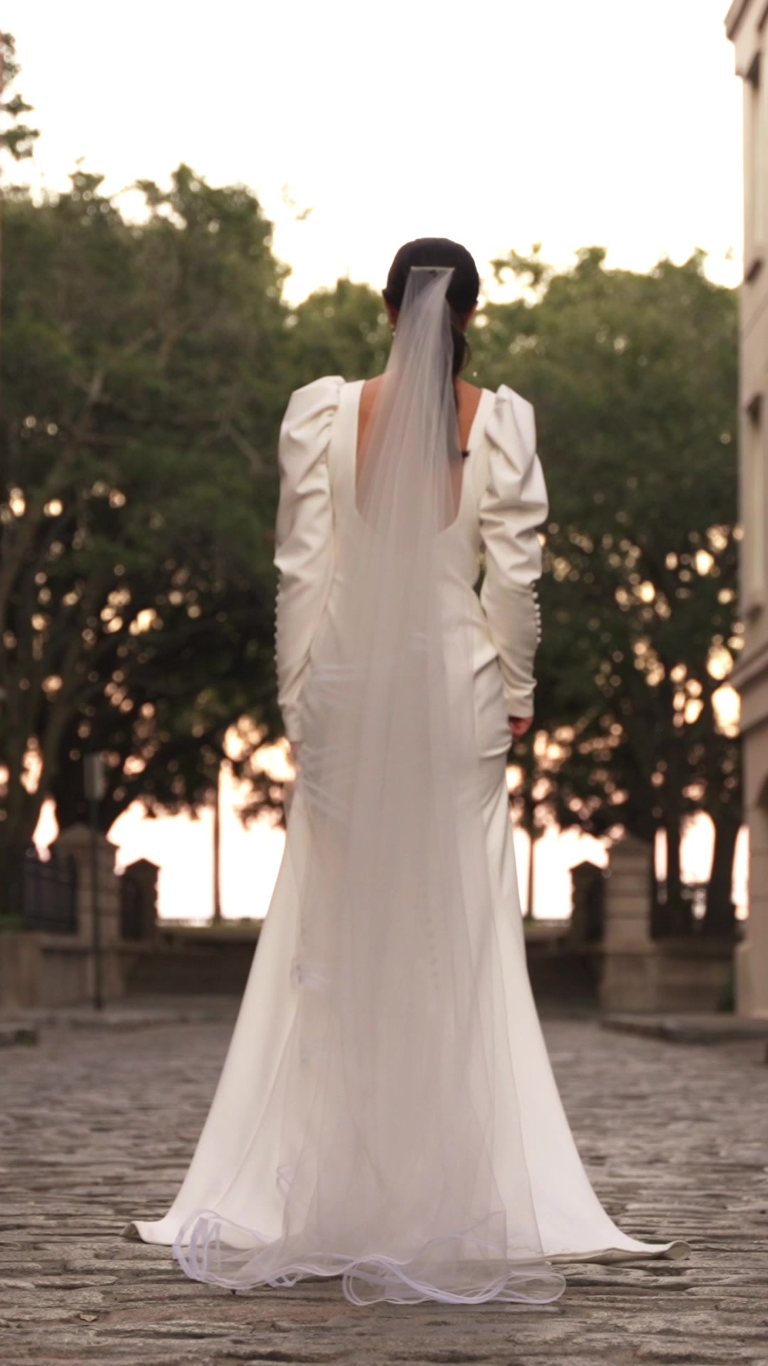 La Bella gown back with veil - Modern Trousseau